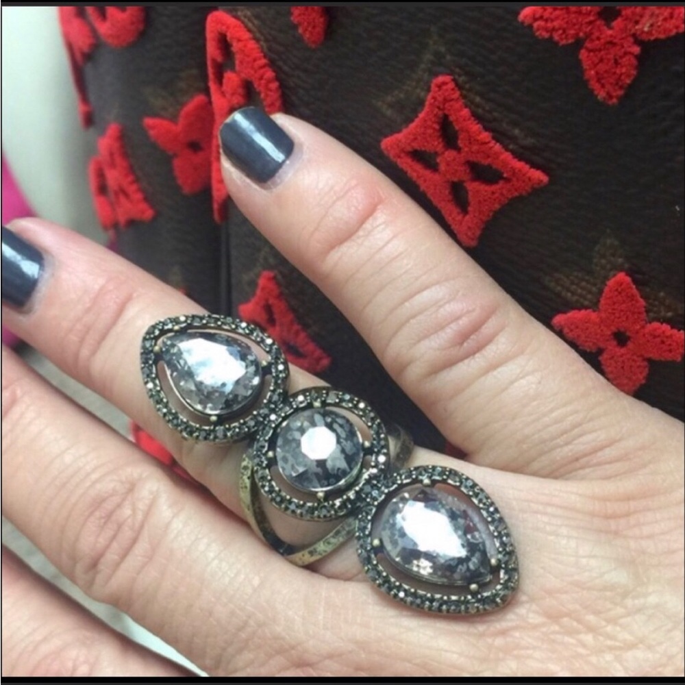 Antiqued Gold Triple Stone Ring-size 8-Boutique